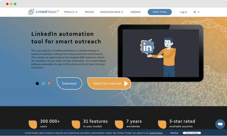 Die Homepage von Linked Helper