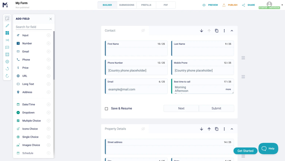 Workspace of MightyForms