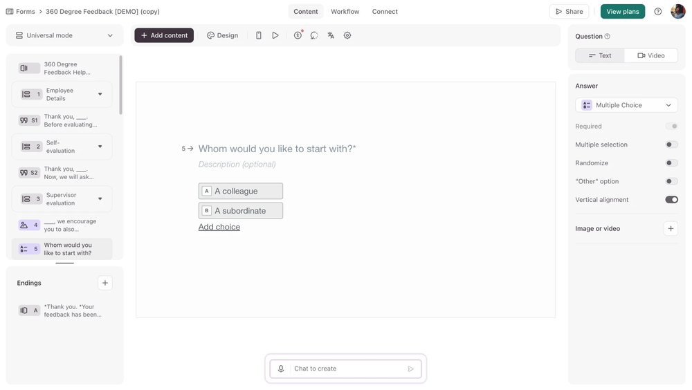 Workspace of Typeform