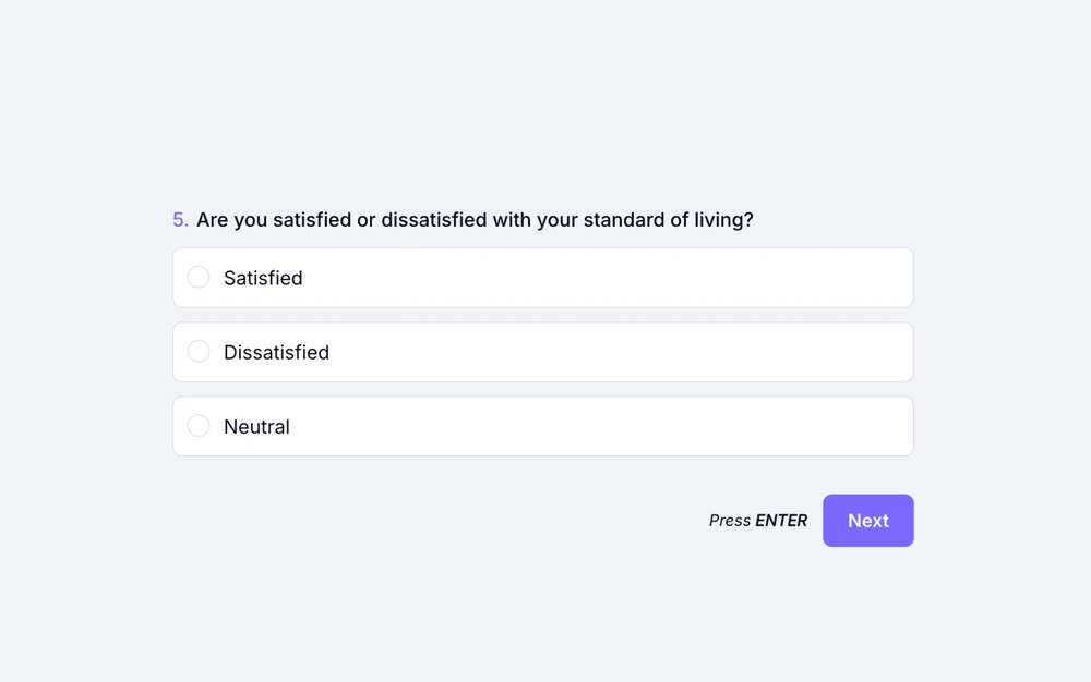 A public opinion poll question