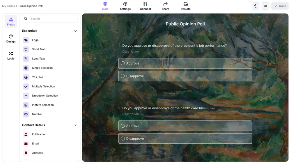 Add your opinion poll questions