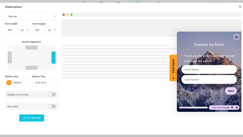 Customize the embed options