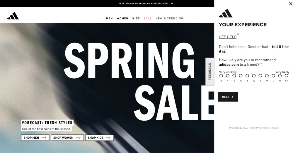 Adidas feedback example