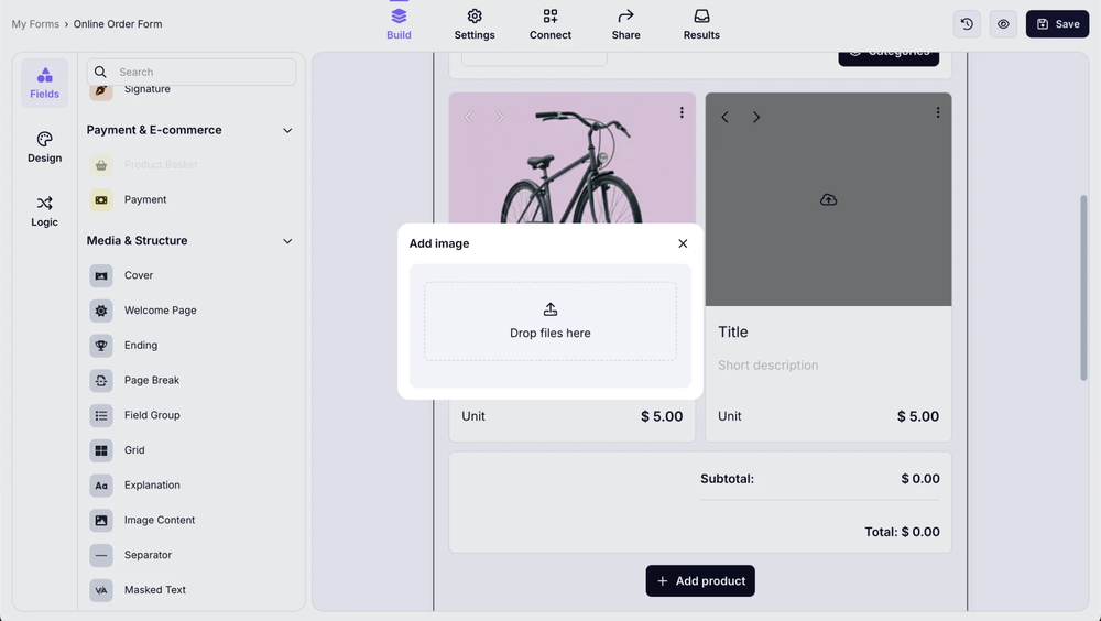An image showing how you can add new items to your product list
