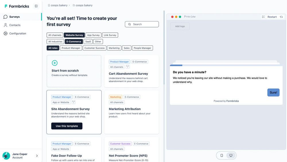 Workspace of Formbricks