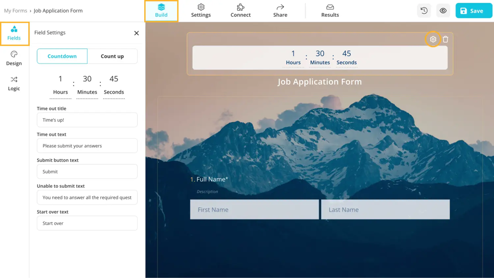 Customize the timer settings