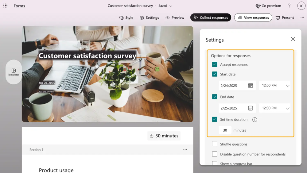 Customize the timer settings