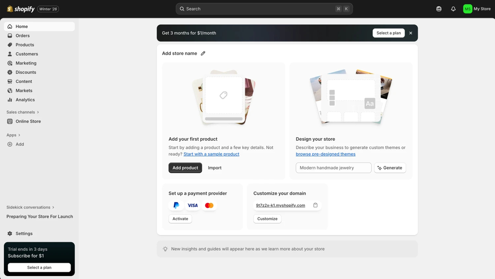 Workspace of Shopify