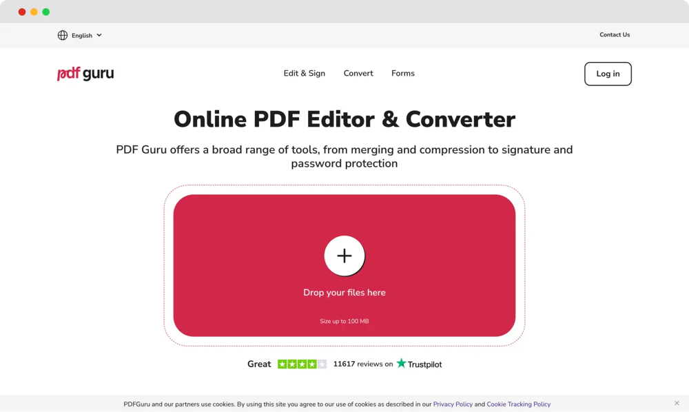 The homepage of PDF Guru