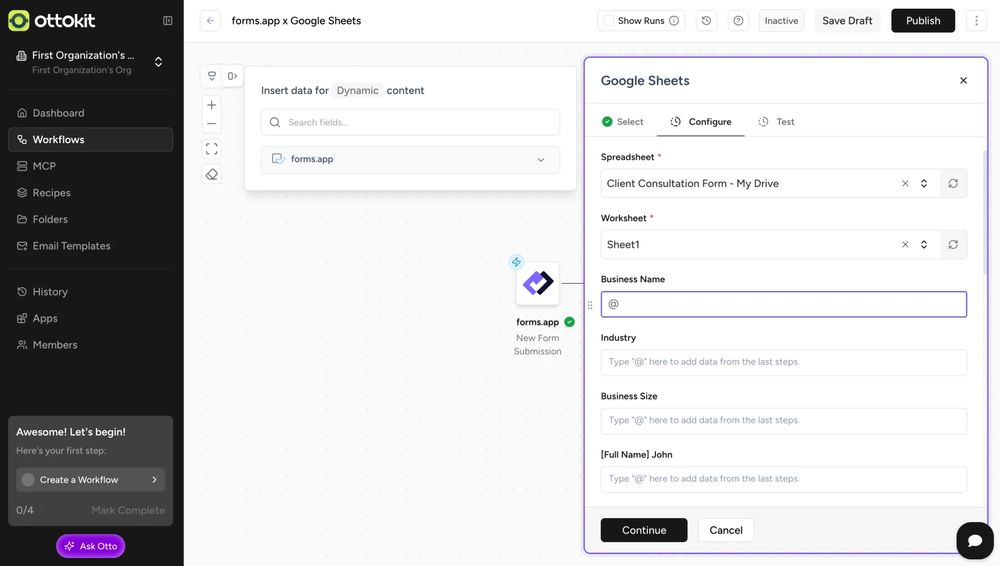 An image showing the area where you can select which data you want to send by viewing options from the dropdown menu