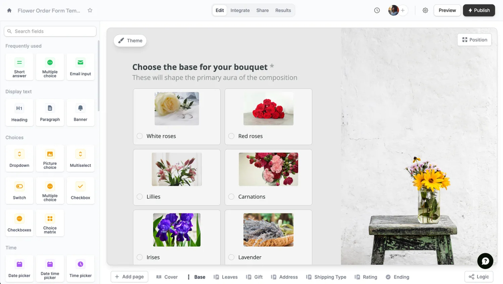 Workspace of Fillout