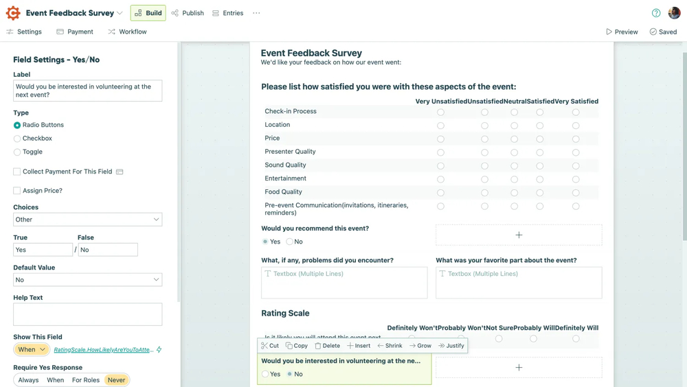 Workspace of Cognito Forms