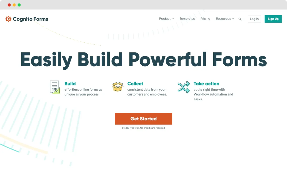 The homepage of Cognito Forms