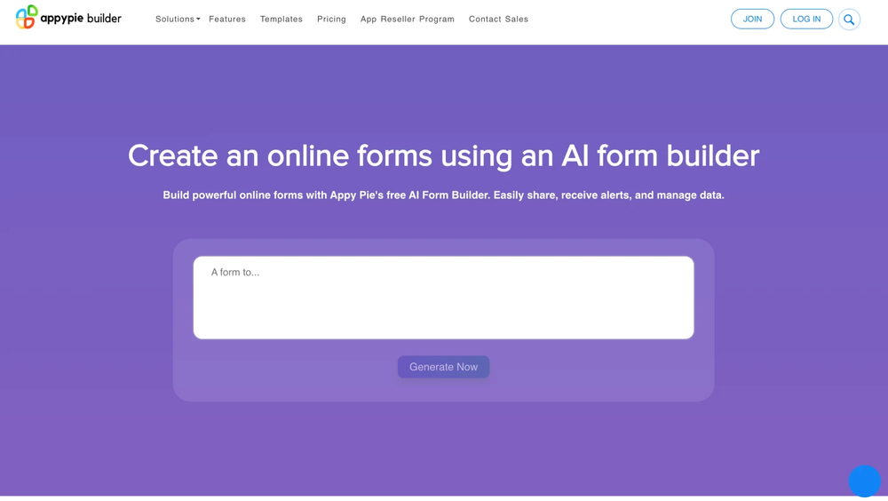 Homepage of Appy Pie Form Builder