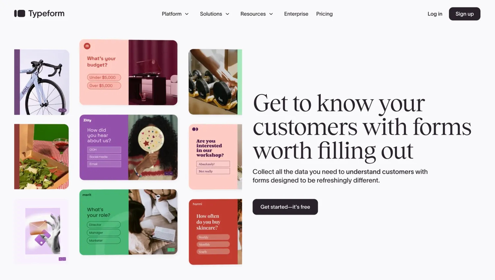 Homepage of Typeform