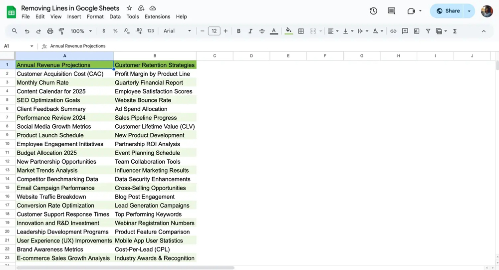 Eliminar los subrayados