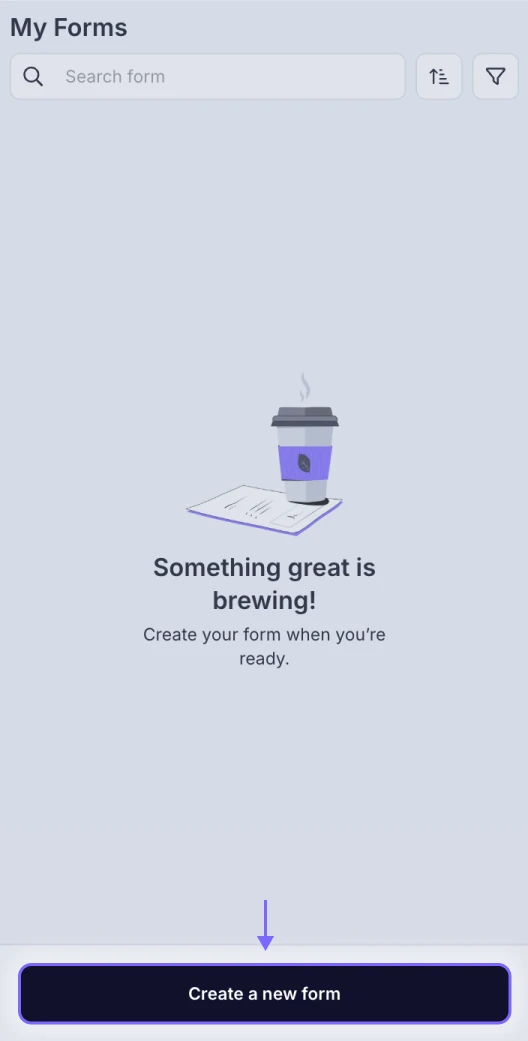 An image showing the place of the āCreate a new formā button