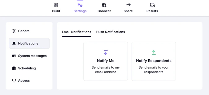 An image showing the Notification settings