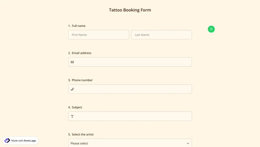 An image showing the “WhatsApp” icon that will appear in your form once you set up the integration