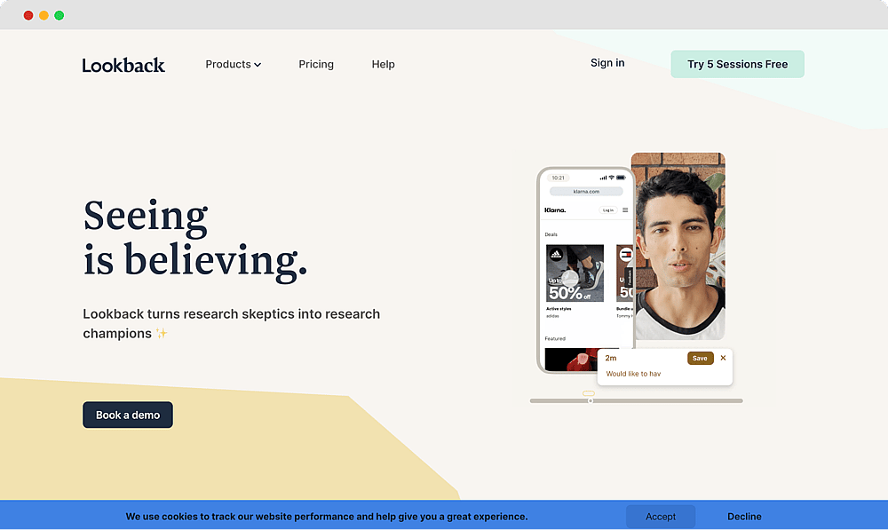 The home page of Lookback
