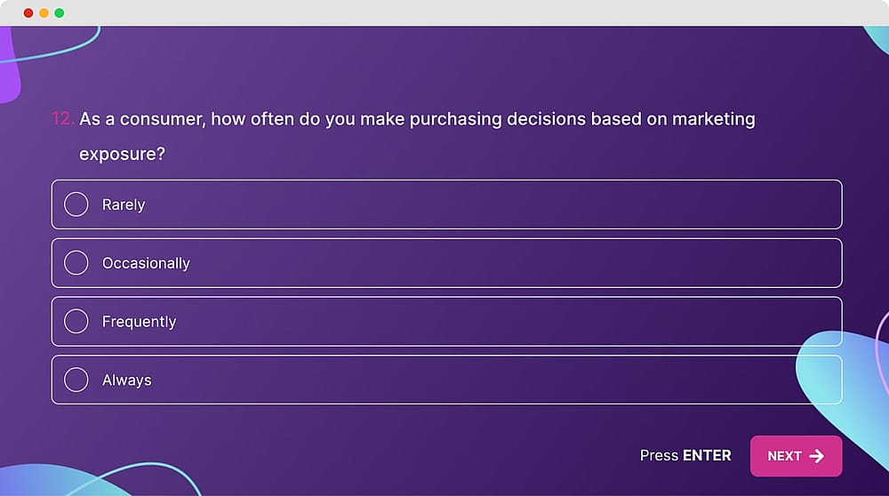A question example about quantitative research about marketing