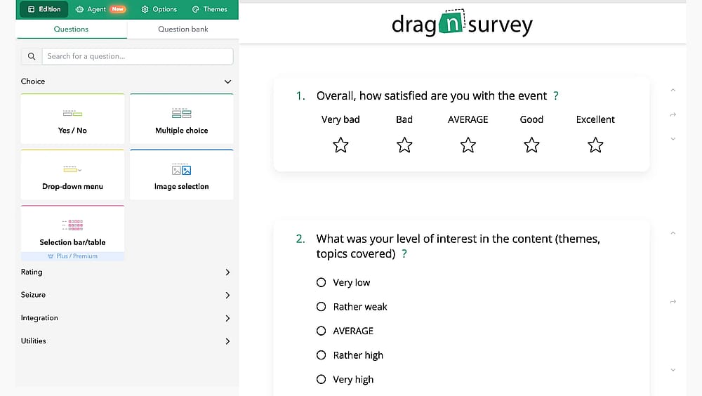 Workspace of Drag’n Survey