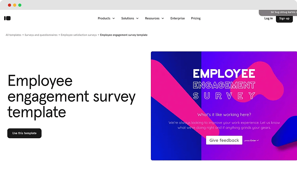 Modelo de pesquisa de engajamento dos funcionários do Typeform
