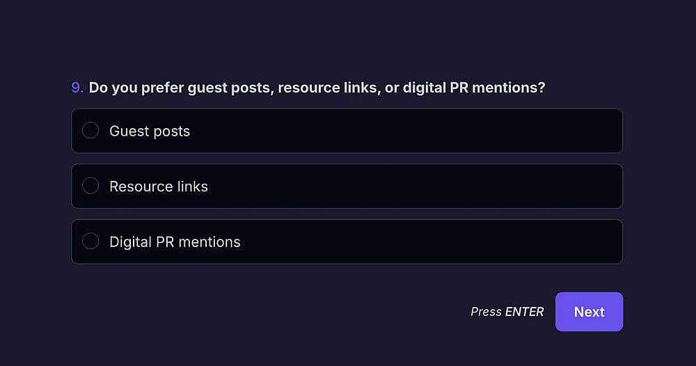 An example SEO question for link building and backlink strategy