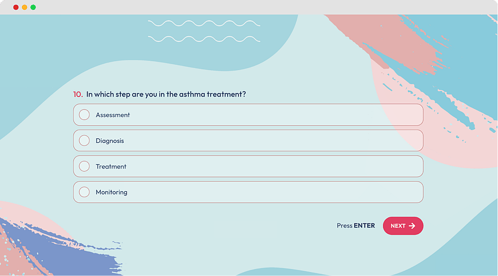 #3 question example for a quality of life questionnaire