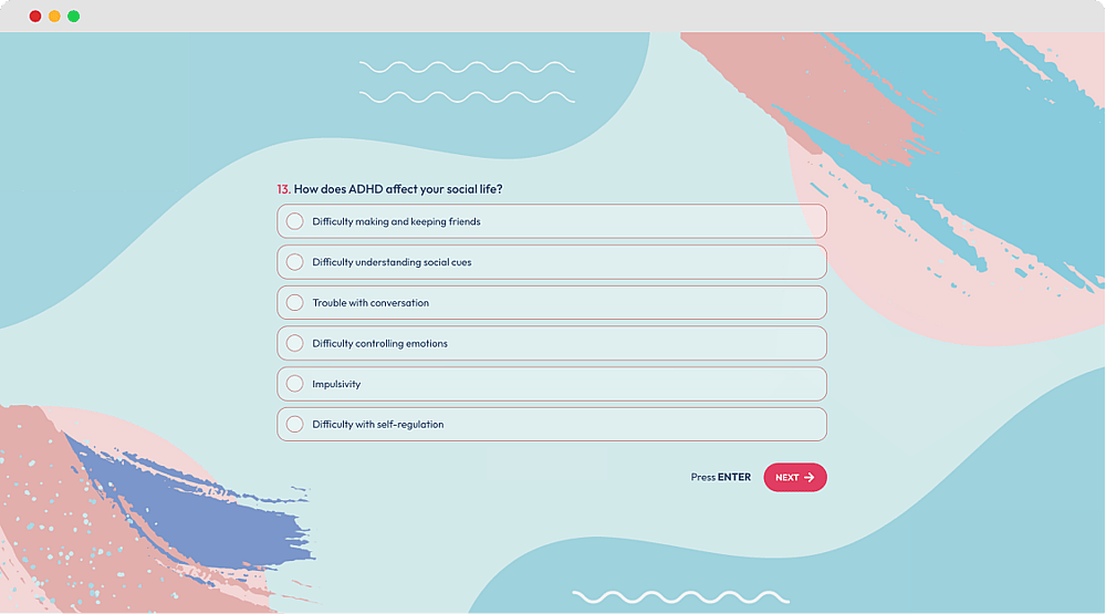 #4 question example for a quality of life questionnaire