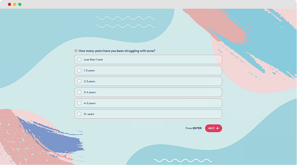 #5 question example for a quality of life questionnaire
