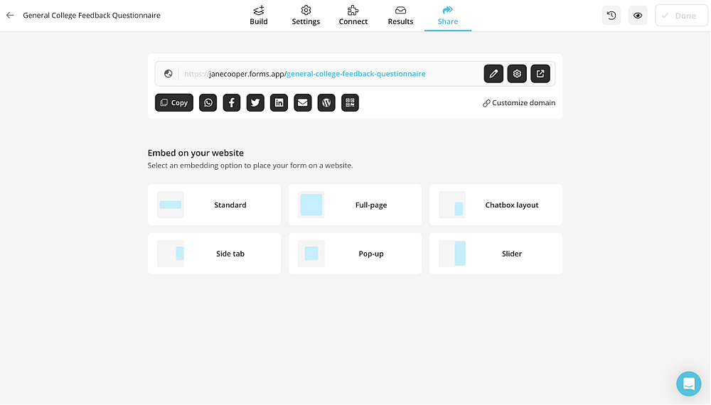 Share your questionnaire with students