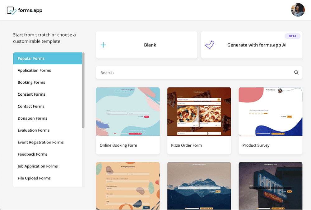 Choose ready-to-use templates or begin to form from scratch