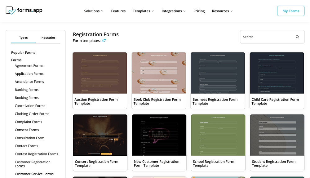 Choose a ready-made registration form template