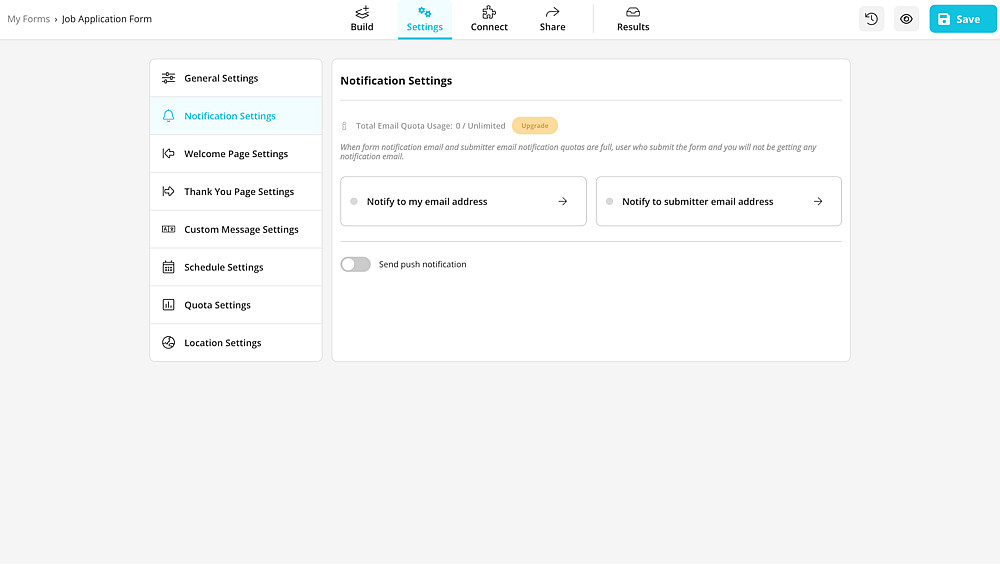 Haga clic en la configuración de notificaciones