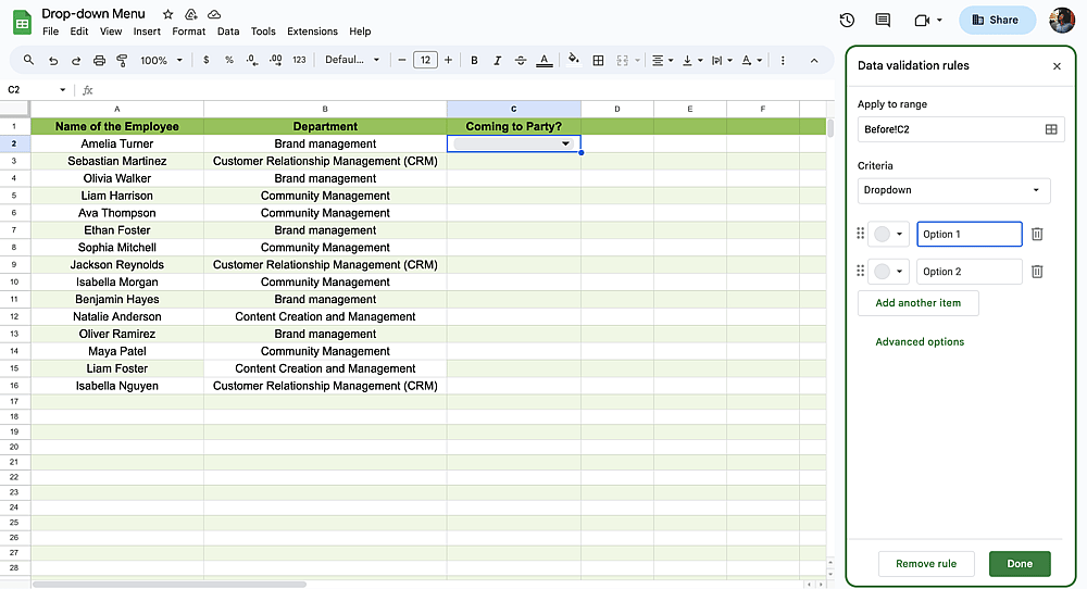 Add items to your dropdown menu