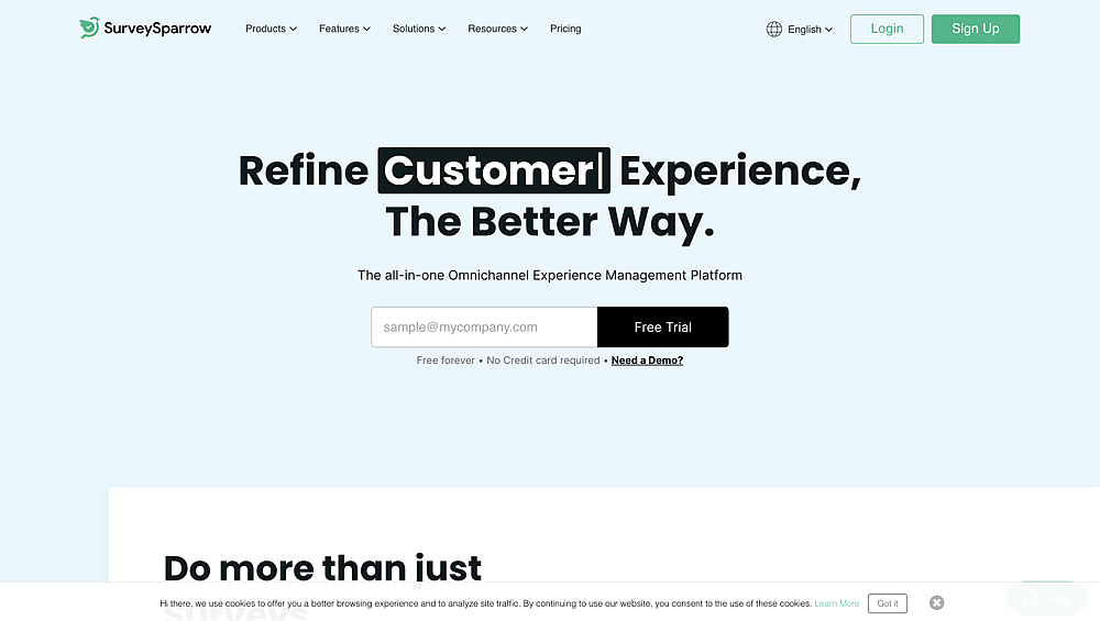 The Home Page of SurveySparrow