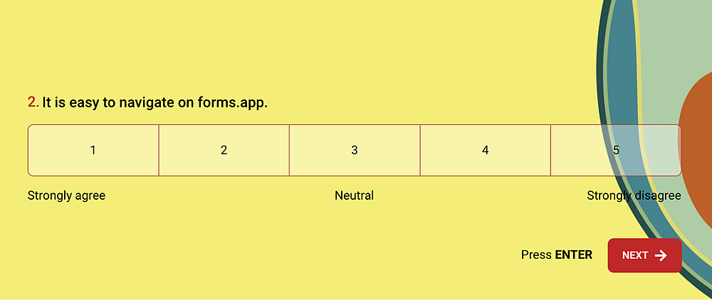 An interval scale question example