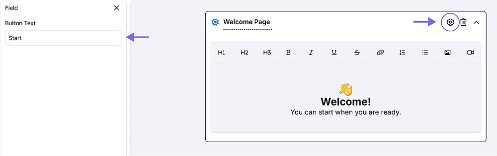 An image showing the gear icon, which allows you to access the settings where you can change the name of the Start button