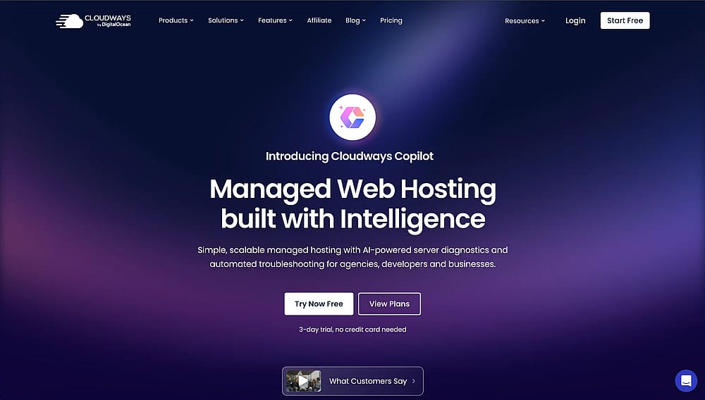 Homepage of Cloudways
