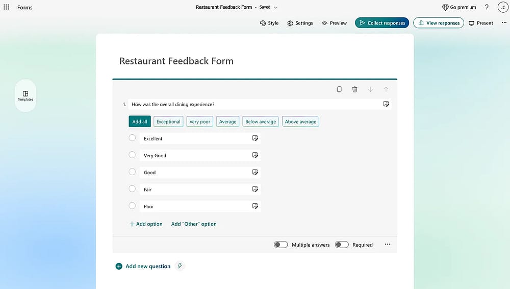 Add your customer feedback questions