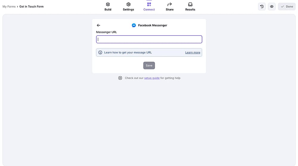 An image showing the Messenger URL area where you need to enter the URL you got earlier