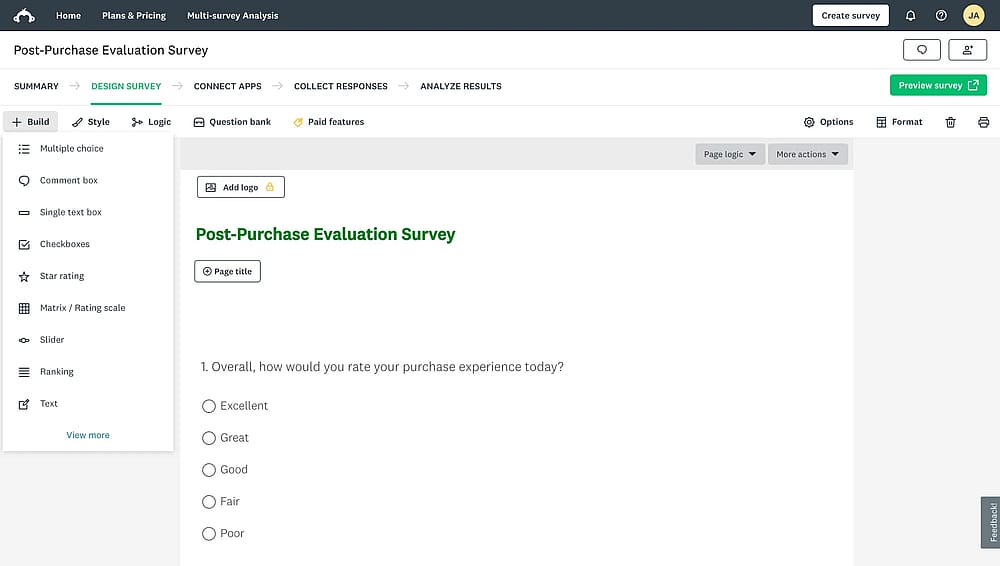 Workspace of SurveyMonkey