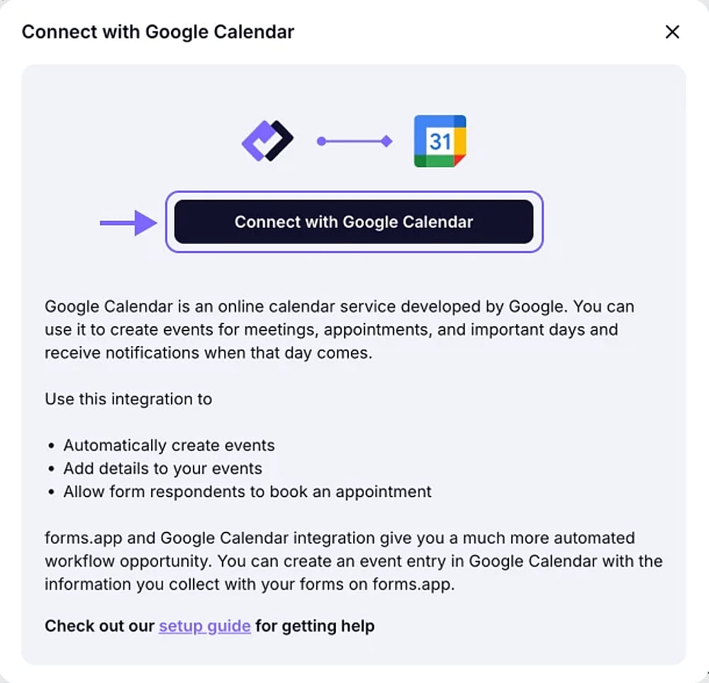 An image showing the pop-up appearing where you can start the connection by first logging in to your Google account