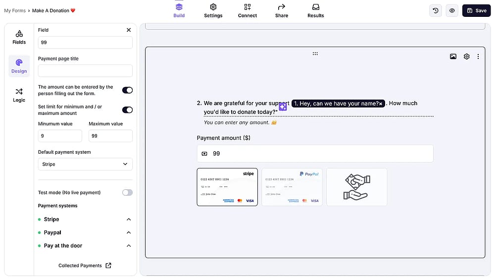 Add payment field to your form