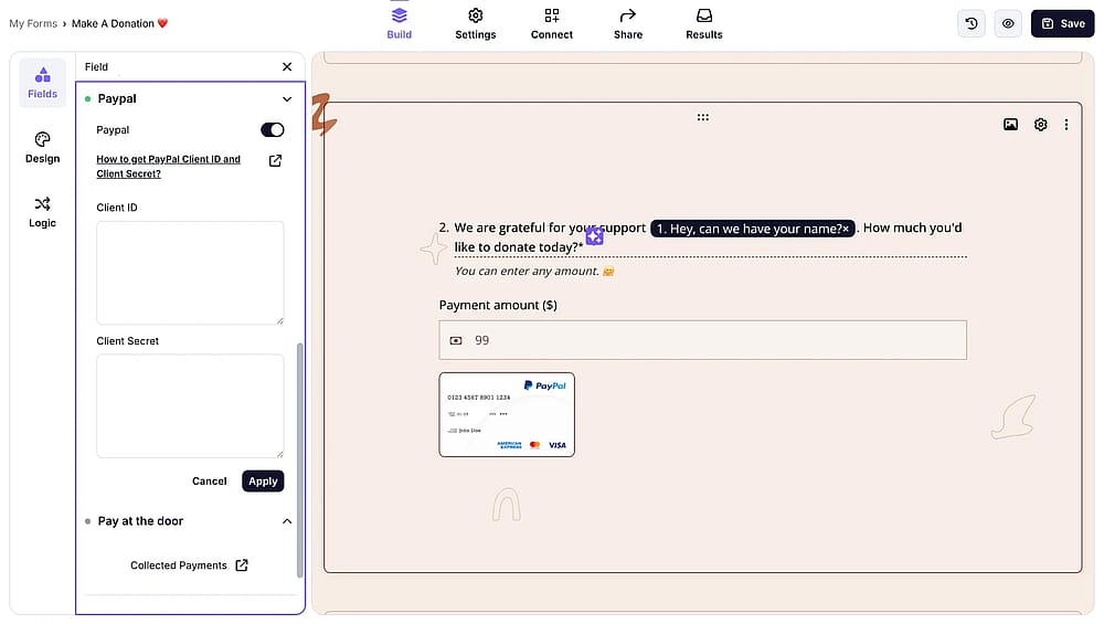 Use PayPal to collect donations