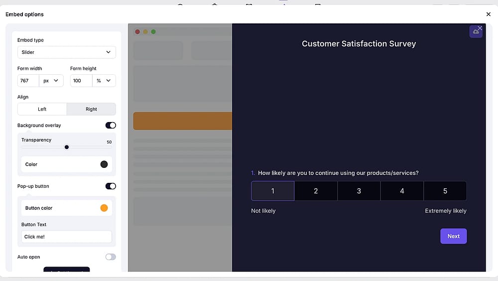 Embed your survey