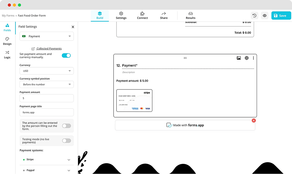 Add payment field