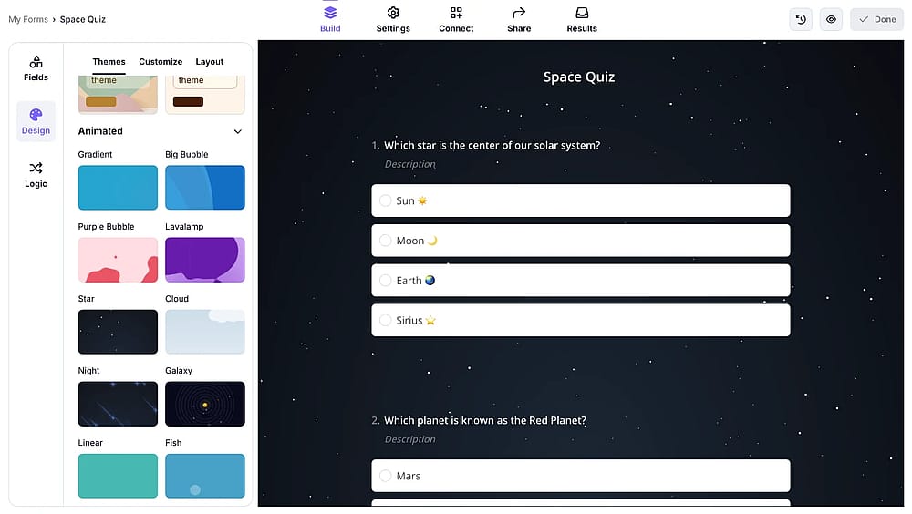Style your quiz