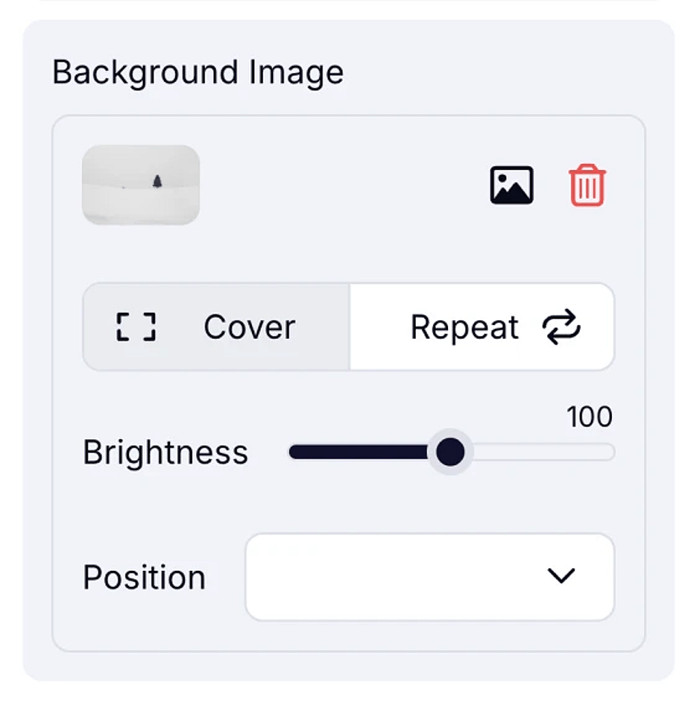 An image showing the settings area from the left menu where you can adjust your background picture
